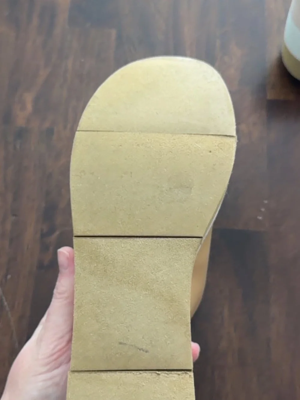 Naked Feet Tan Leather Slide Wedges